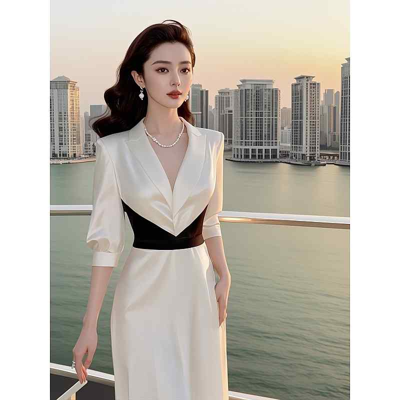 秋服 レディース 流行り物 オシャレ カワイイ  分かりやすい 成年者カワイイ 気が大きい大きさ   フレンチ ハイエンド フォーマル 今めかしい 白 お召しもの