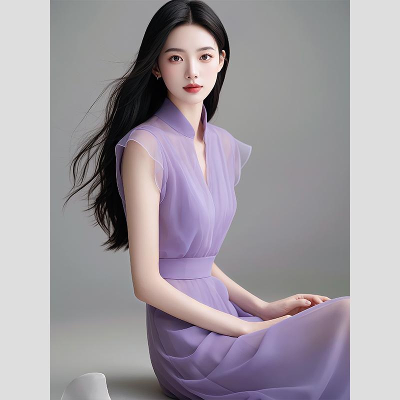 フレンチ ハイエンド 分かりやすい 雅びやか パープル シフォン お召しもの