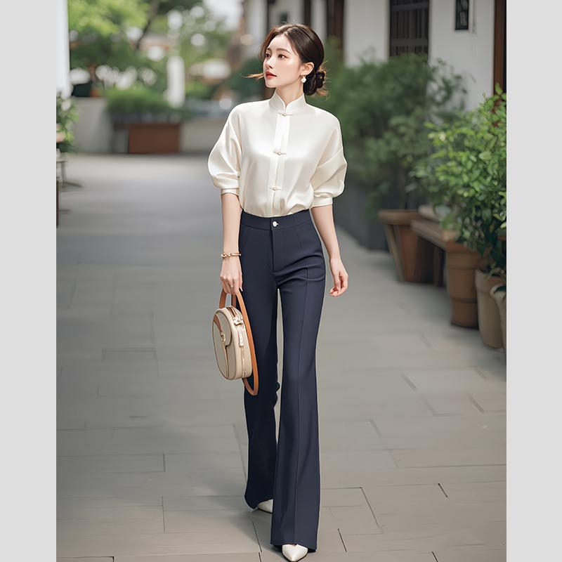 秋服 レディース ファッション オシャレ カワイイ シンプル 大人カワイイ 大きいサイズ 服 軽 お姫様 ハイエンド ボタン アップ シャツ スーツ パンツ セットアップ 可能