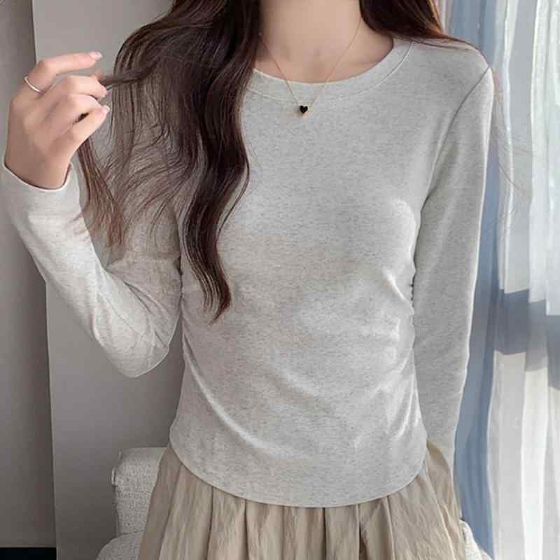 秋服 レディース ファッション オシャレ カワイイ シンプル 大人カワイイ 大きいサイズ レイヤリング シャツ インナーウェア スリム ウエスト トップス 長袖 T