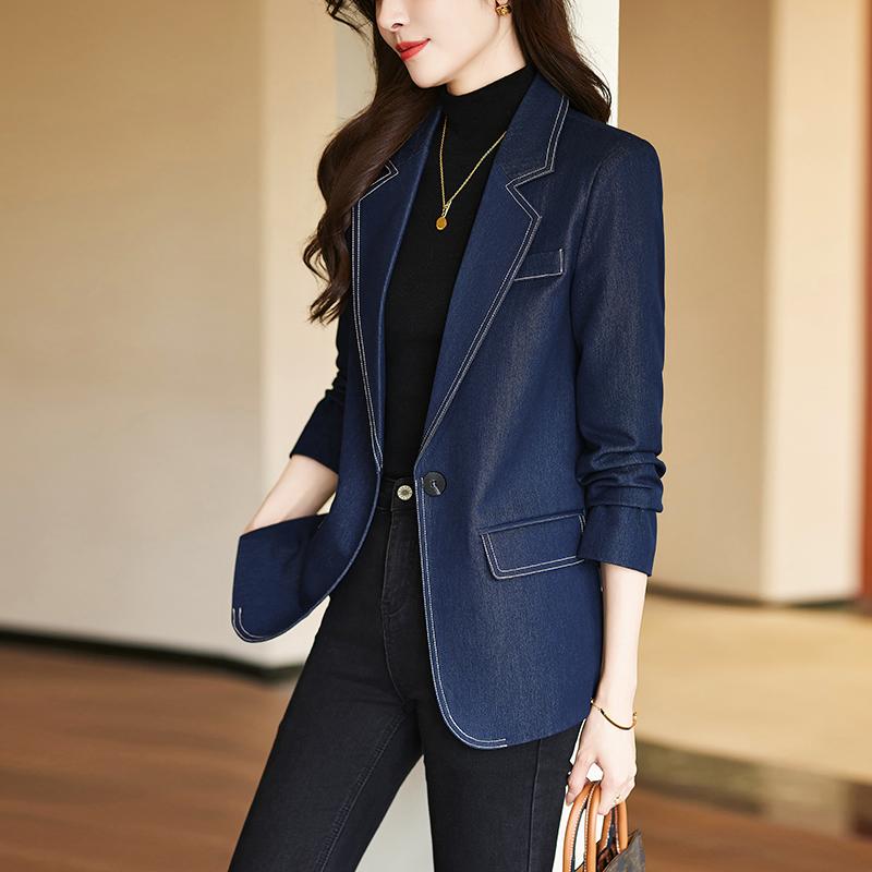 秋服 レディース ファッション オシャレ カワイイ シンプル 大人カワイイ 大きいサイズ レトロ スーツ ジャケット デニム スーツ トップス 7,264円