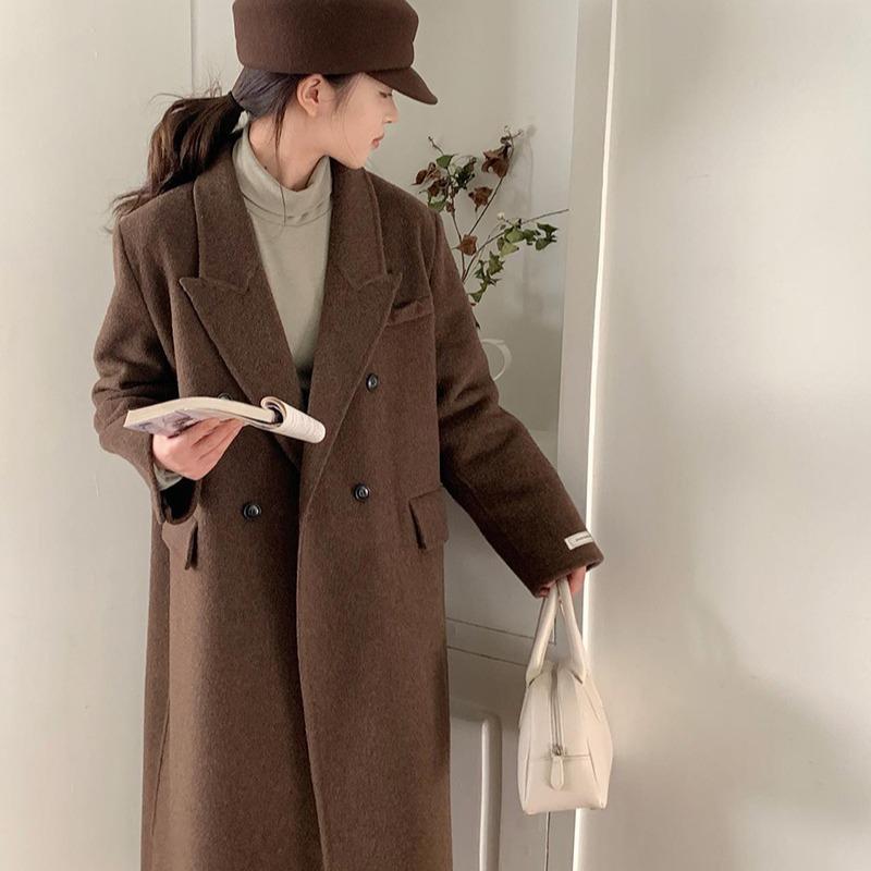 秋服 レディース 流行り物 オシャレ カワイイ  分かりやすい 成年者カワイイ 気が大きい大きさ   韓国表現スタイル ハイエンド 厚地の外套 ロング 背広 心地よい 羊毛