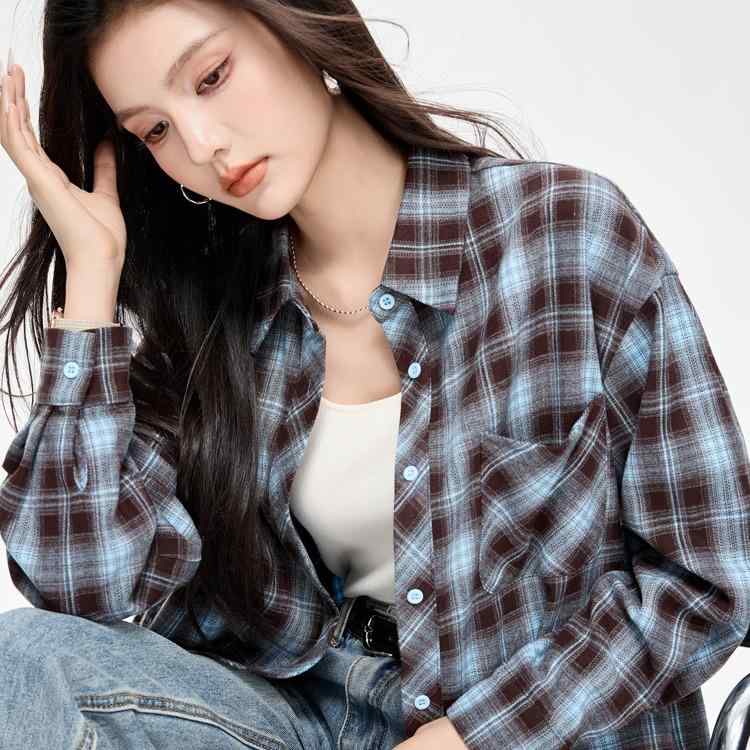 秋服 レディース ファッション オシャレ カワイイ シンプル 大人カワイイ 大きいサイズ チェック柄 シャツ 長袖 カジュアル 通勤ウェア トップス ジャケット|リコット