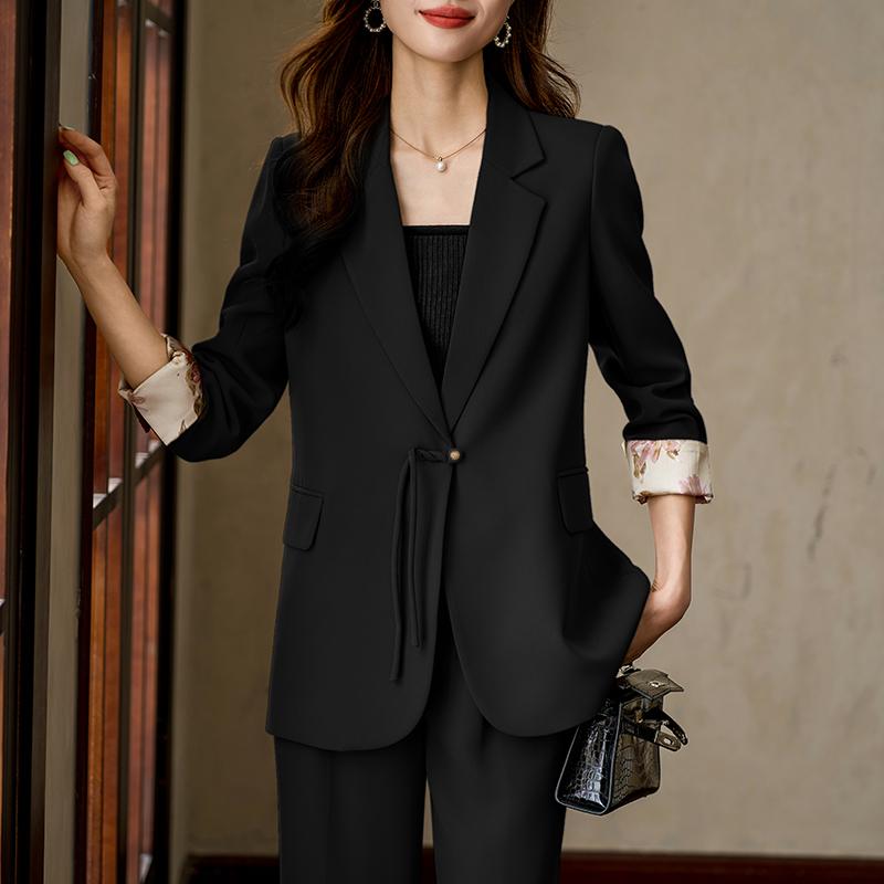 秋服 レディース ファッション オシャレ カワイイ シンプル 大人カワイイ 大きいサイズ ハイエンド ブラック スーツ ジャケット カジュアル トップス