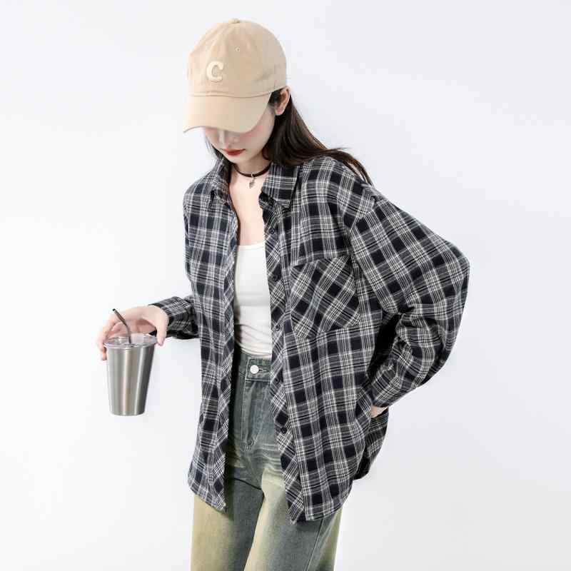 秋服 レディース ファッション オシャレ カワイイ シンプル 大人カワイイ 大きいサイズ 厚手 格子縞 シャツ トップス 長袖 ジャケット|リコット
