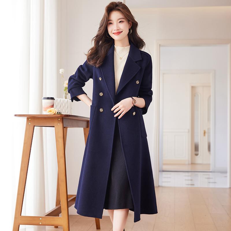 秋服 レディース 流行り物 オシャレ カワイイ  分かりやすい 成年者カワイイ 馬鹿でかい大きさ  厚地の外套 ハイエンド 真っただ中丈 羊毛 上衣