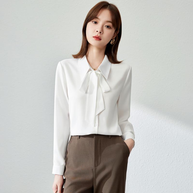 秋服 レディース 流行り物 オシャレ カワイイ  分かりやすい 成年者カワイイ 気が大きい大きさ  ハイエンド 繻子 白 プルオーバー 通いお召しもの トップス OL