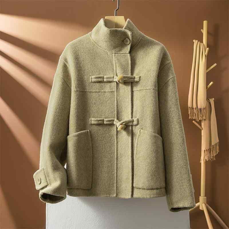 秋服 レディース 流行り物 オシャレ カワイイ  分かりやすい 成年者カワイイ 気が大きい大きさ   服 羊毛 厚地の外套 唐人笛名取り草 心地よい