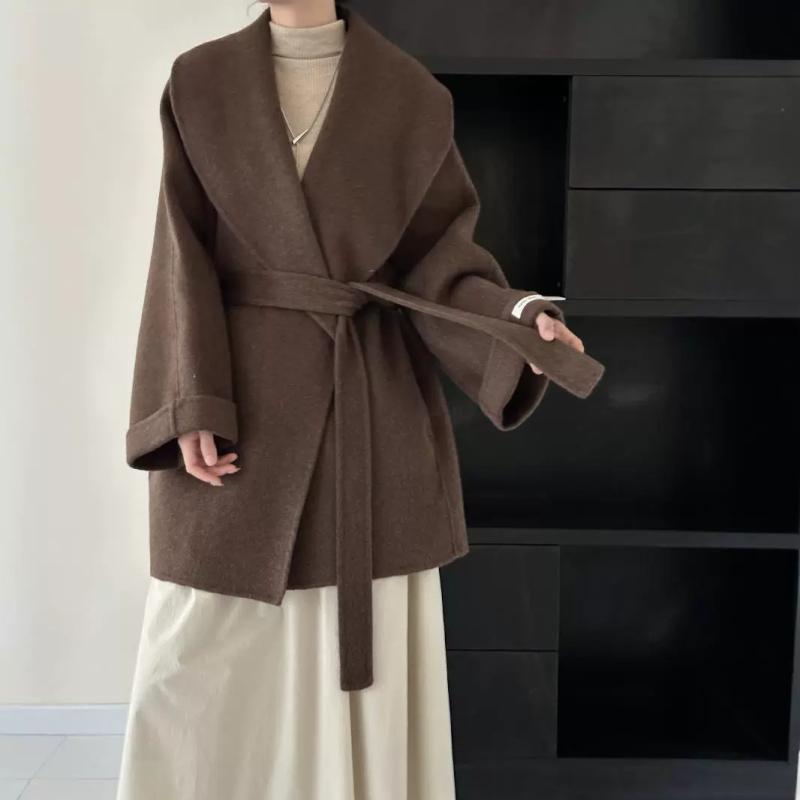 秋服 レディース 流行り物 オシャレ カワイイ  分かりやすい 成年者カワイイ 気が大きい大きさ   バスローブ 胴締め 盛りだくさん 羊毛 厚地の外套 ハイエンド
