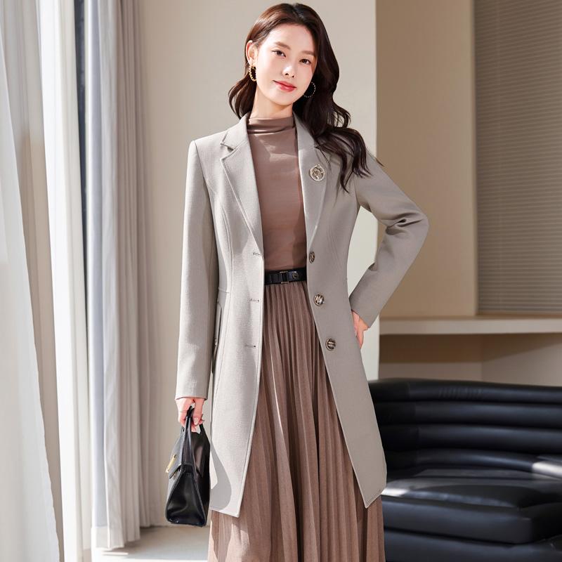 秋服 レディース 流行り物 オシャレ カワイイ  分かりやすい 成年者カワイイ 馬鹿でかい大きさ  羊毛 厚地の外套 ハイエンド 真っただ中丈 上衣