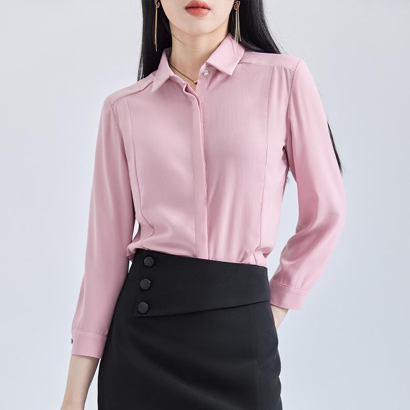 秋服 レディース ファッション オシャレ カワイイ シンプル 大人カワイイ 大きいサイズ ピンク 長袖 シフォン シャツ ハイエンド シャツ トップス スカート 8,356円