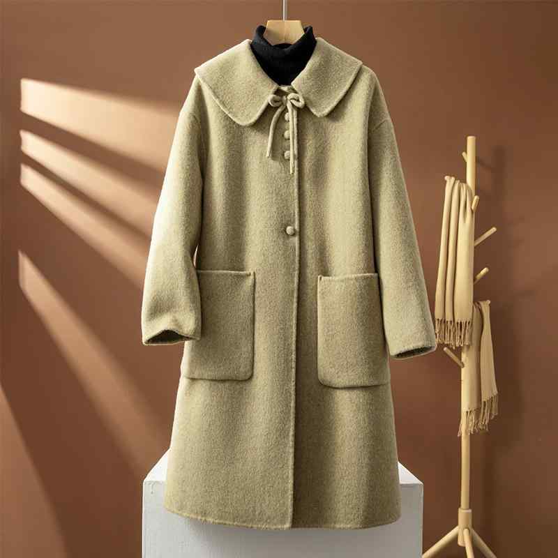 秋服 レディース ファッション オシャレ カワイイ シンプル 大人カワイイ 大きいサイズ ハイエンド コート ミドル丈 韓国スタイル ウール