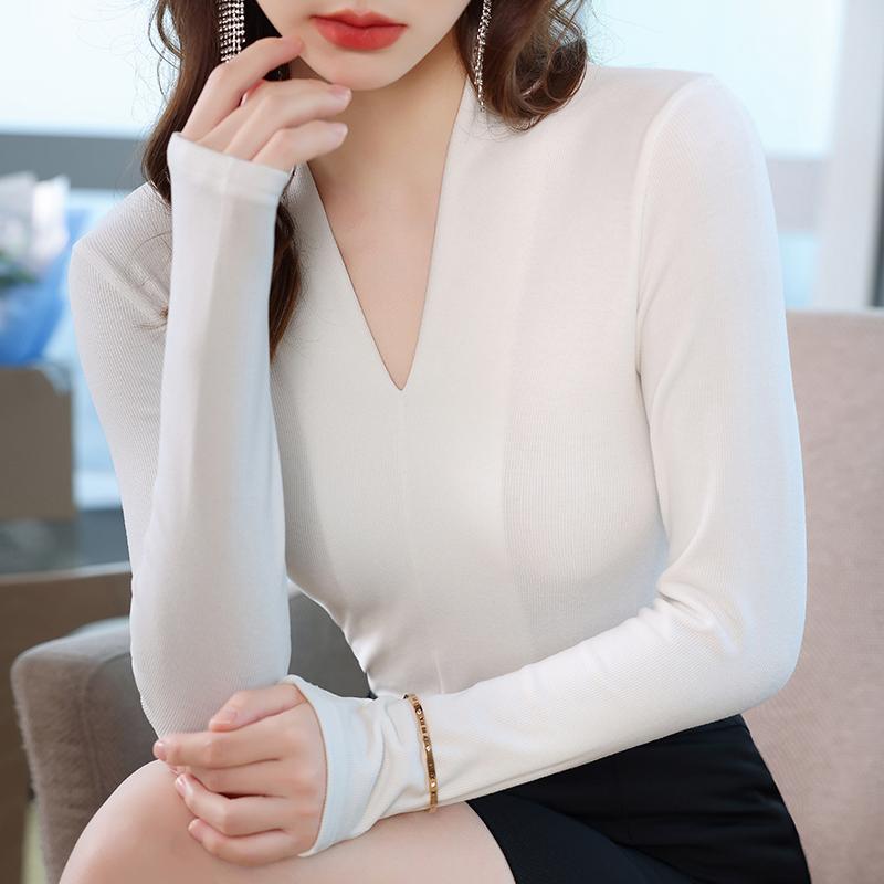 秋服 レディース ファッション オシャレ カワイイ シンプル 大人カワイイ 大きいサイズ 白 スリム Vネック 長袖 セーター お姫様 トップス