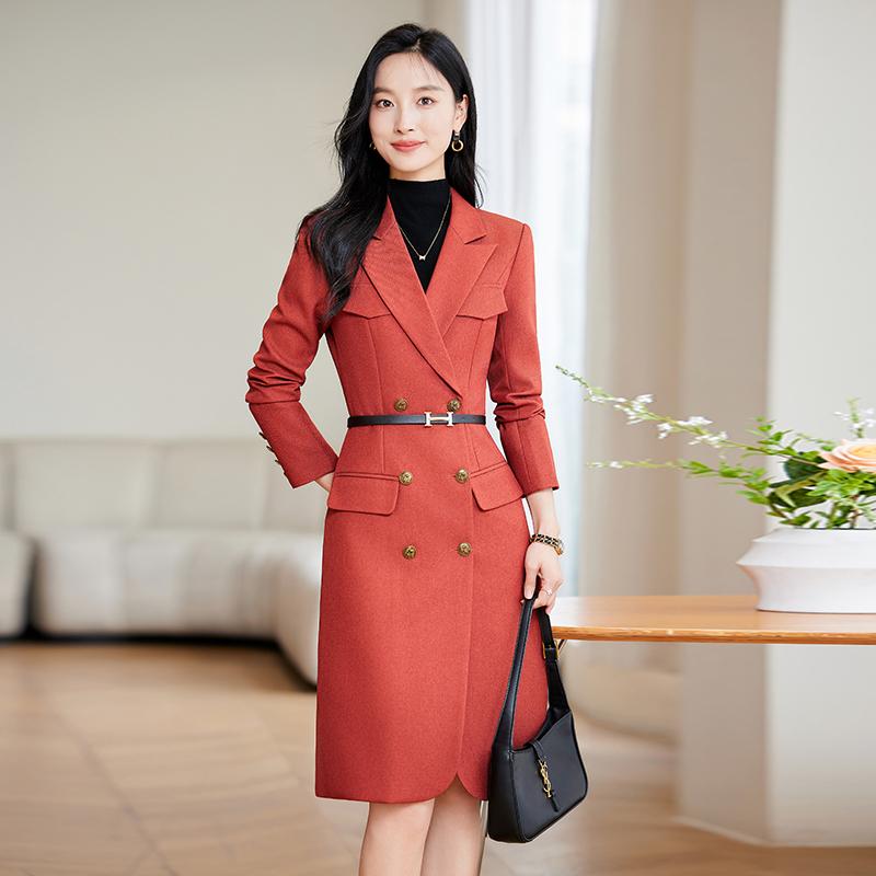 秋服 レディース 流行り物 オシャレ カワイイ  分かりやすい 成年者カワイイ 気が大きい大きさ  羊毛 トレンチコート ハイエンド か細い ダブル乳ぶさ 真っただ中丈 厚地の外套