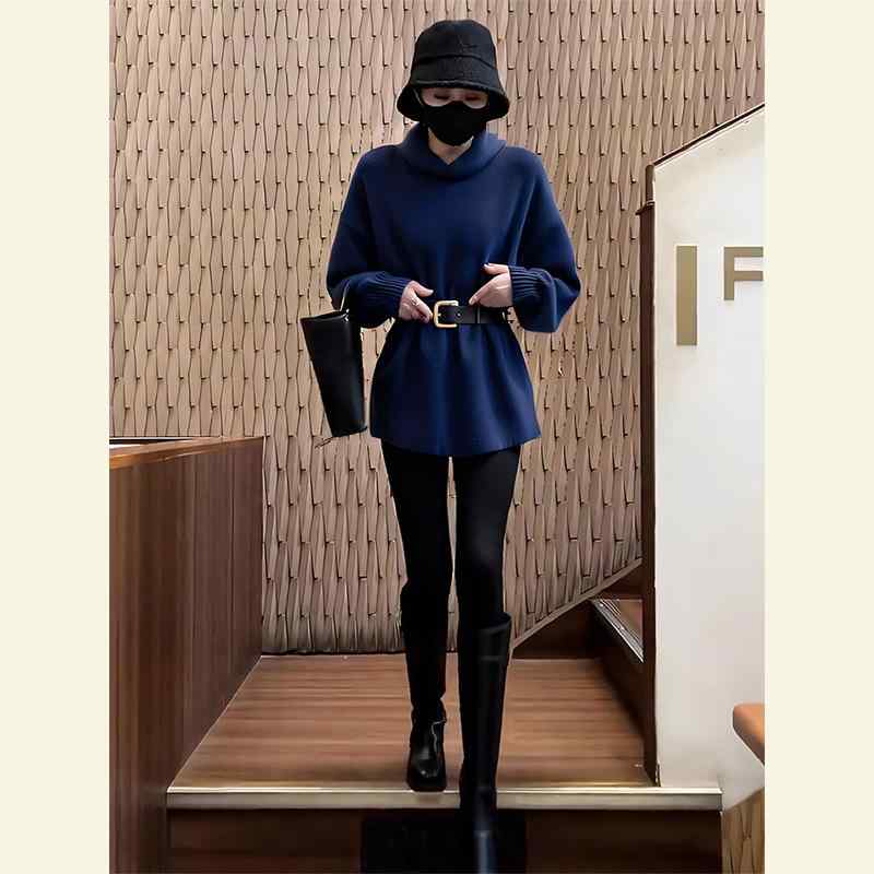 秋服 レディース ファッション オシャレ カワイイ シンプル 大人カワイイ 大きいサイズ 韓国スタイル シック 青 トップス ハイエンド セーター｜リコット