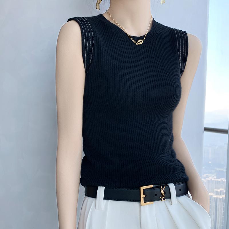 春 コーデ レディース 流行り物 オシャレ カワイイ   分かりやすい 好いたらしいめ 自然的 雅びやか心地よい お上さん服 羊毛 編み物キャミソール 薄っぺら ノースリーブ ベスト スウェーター 軍事基地 度合い トップス