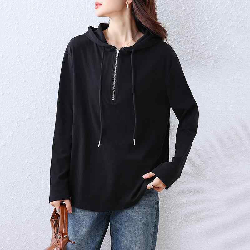 秋服 レディース ファッション オシャレ カワイイ シンプル 大人カワイイ 大きいサイズ ハイエンド フード付き スウェット シャツ スリム 韓国スタイル トップス