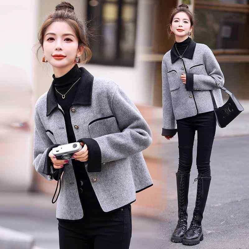 秋服 レディース 流行り物 オシャレ カワイイ  分かりやすい 成年者カワイイ 気が大きい大きさ   羊毛 厚地の外套 上衣