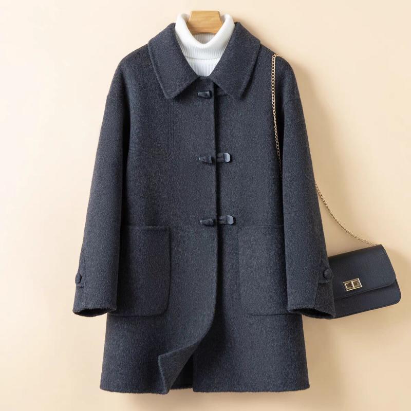 秋服 レディース 流行り物 オシャレ カワイイ  分かりやすい 成年者カワイイ 気が大きい大きさ   唐人笛名取り草 羊毛 厚地の外套 真っただ中丈