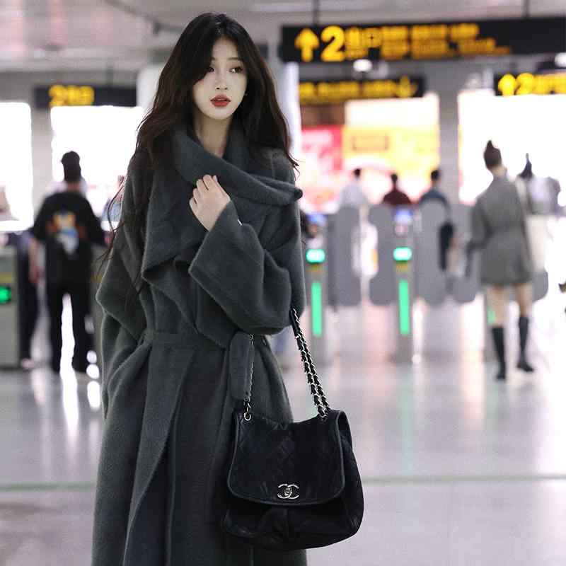 秋服 レディース 流行り物 オシャレ カワイイ  分かりやすい 成年者カワイイ 気が大きい大きさ   フレンチ レトロ 作り物 スウェーター パイル 色合い 朦々たる ジレー ロング 厚地の外套