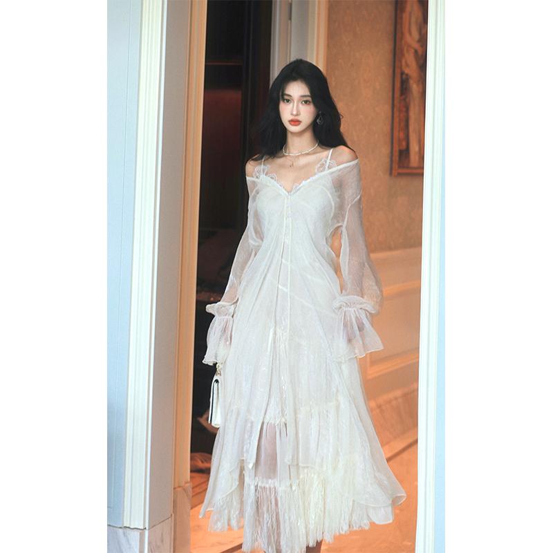 秋服 レディース 流行り物 オシャレ カワイイ  分かりやすい 成年者カワイイ 馬鹿でかい大きさ   ともし火 フレンチ レトロ 御召しもの スピード競技 スコート ロング メッシュ ズボン吊り