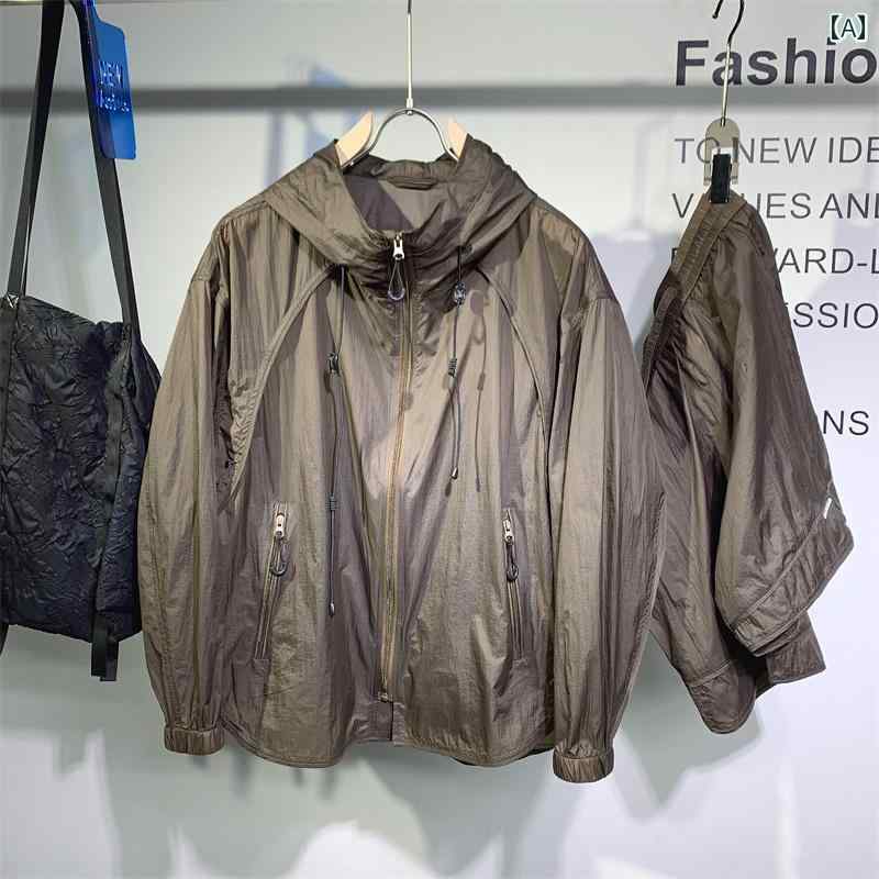 メンズ ファッション オシャレ 男性用 シンプル 大人 かっこいい カジュアル ストリート ヒップホップ HipHop 夏 軽量 日焼け防止 上下セット 薄型 通気性 ジャケット パンツ ツーピース