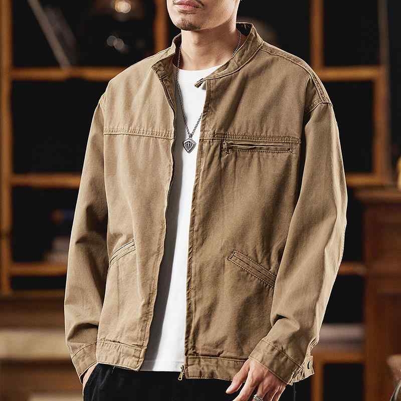 秋冬 コーデ メンズ 服 シンプル ファッション オシャレ 大人 かっこいい 大きいサイズ ストリート 紳士服 アメリカン スタンドカラー ボンバー ジャケット レトロ ワークウェア