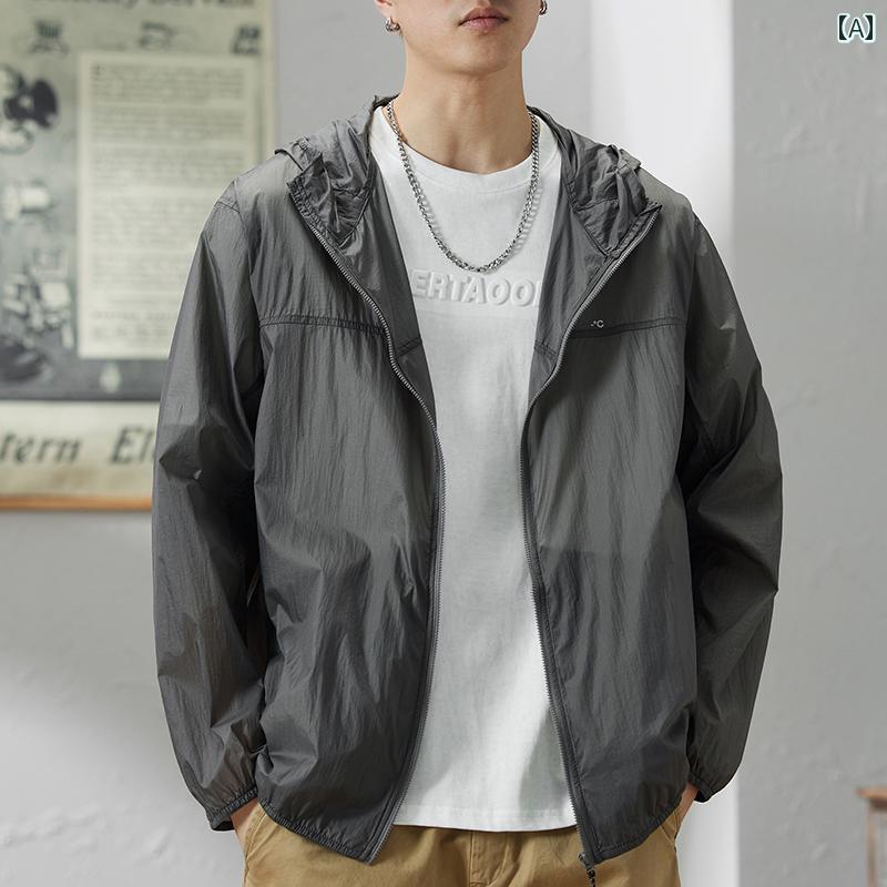 メンズ ファッション オシャレ 男性用 シンプル 大人 かっこいい カジュアル ストリート ヒップホップ HipHop 通気性 冷感 日焼け防止 夏 ジャケット アウトドア 速乾 釣り 日焼け防止