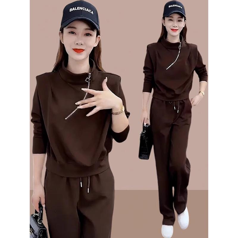 秋服 コーデ レディース ファッション オシャレ カワイイ シンプル 大人カワイイ 大きいサイズ スーツ スポーツ カジュアル ワイド レッグ スウェット パンツ 2点 セット｜リコット