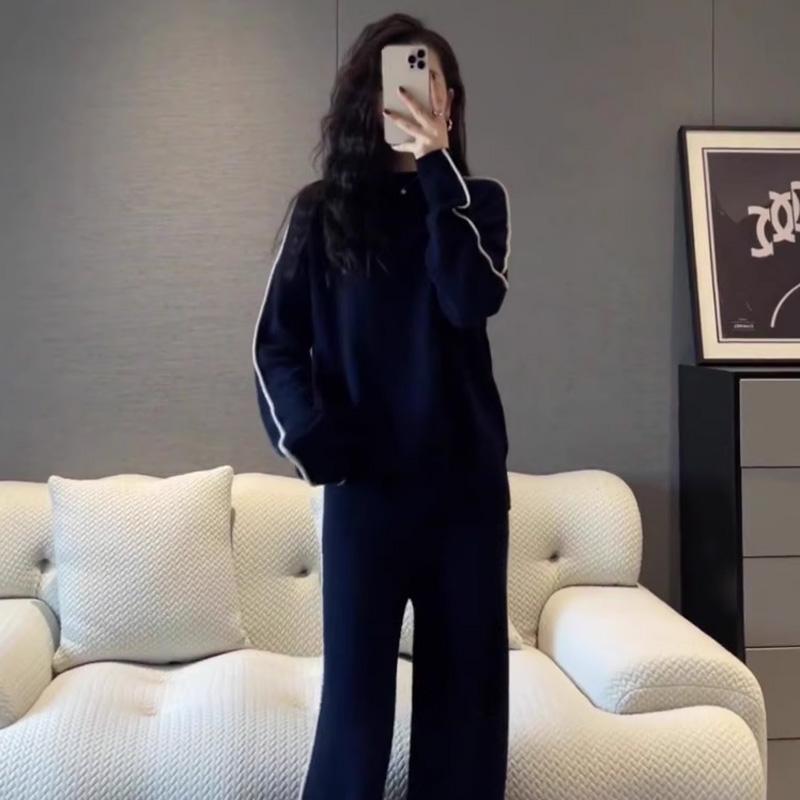 秋服 コーデ レディース ファッション オシャレ カワイイ シンプル 大人カワイイ 大きいサイズ ハイエンド スポーツ レジャー スーツ 韓国スタイル ストレート パンツ ゆったり スリム スウェット シャツ 2点 セット
