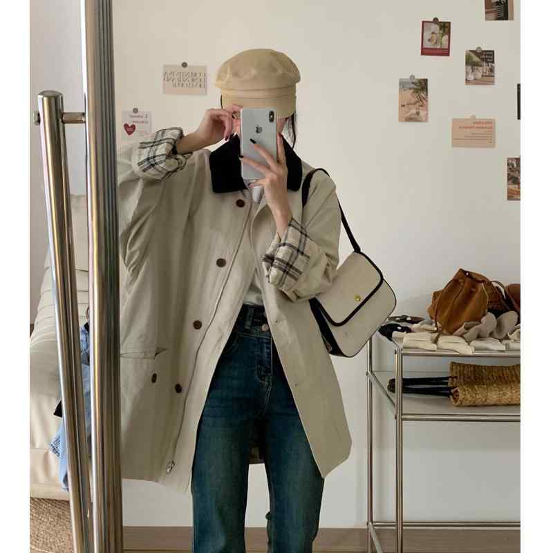 秋　冬 コーデ レディース ファッション オシャレ 服 カワイイ シンプル 大人カワイイ 大きいサイズ ミドル丈 ウインドブレーカー ジャケット 韓国スタイル カジュアル コート ハイエンド