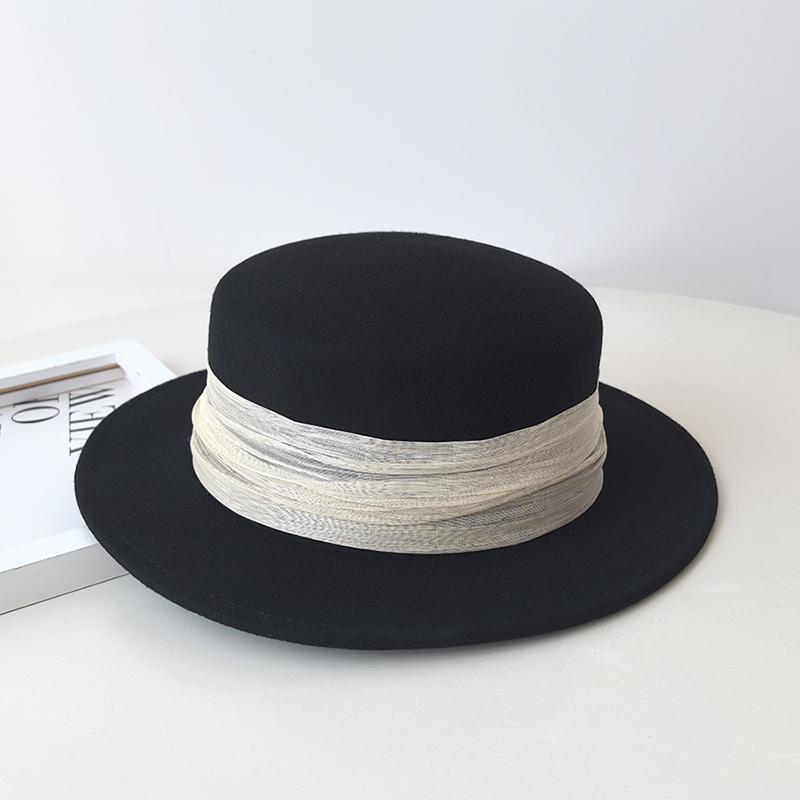 秋冬 コーデ レディース 流行り物 オシャレ 服 カワイイ  分かりやすい 成年者カワイイ 気が大きい大きさ  分かりやすい リネン 羊毛 木目細か いの一番 かぶり笠 フレンチ レトロ フェルトかぶり笠 ツバ付き添い人 かぶり笠
