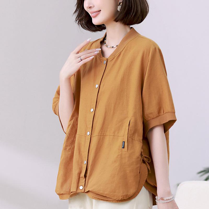 レディース シャツ リネン 綿　麻 コットン 半袖 夏 高見え 上品 ｜リコット