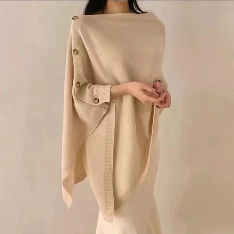 春 コーデ レディース ファッション オシャレ カワイイ シンプル きれいめ ナチュラル 上品カジュアル 婦人服 ハイエンド ケープ コート 防寒 ミドル丈 ウール セーター ニット ストール アウタートップス