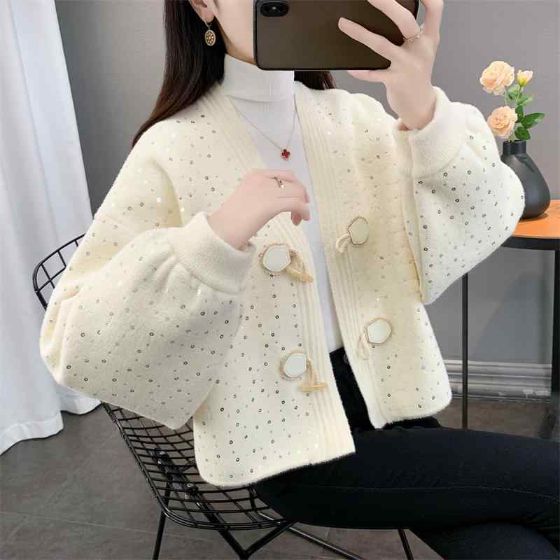 春 コーデ レディース ファッション オシャレ カワイイ シンプル きれいめ ナチュラル 上品カジュアル 婦人服 ニット スパンコール ウール コート バット スリーブ ベルベット トップス
