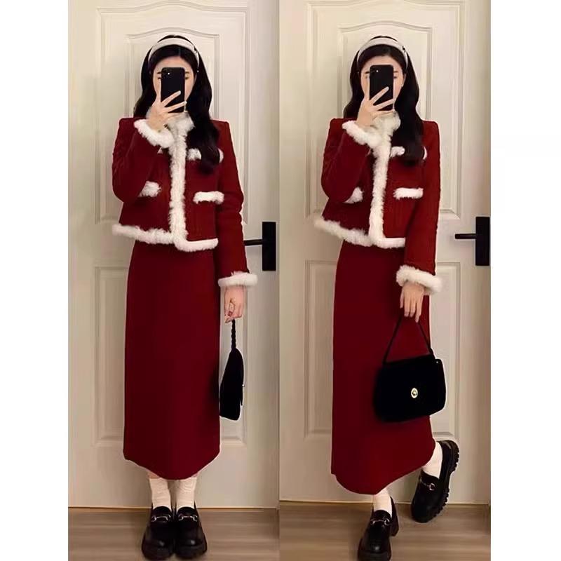 春 コーデ レディース ファッション オシャレ カワイイ シンプル きれいめ ナチュラル 上品カジュアル 婦人服 ハイエンド スリム 赤 スカート