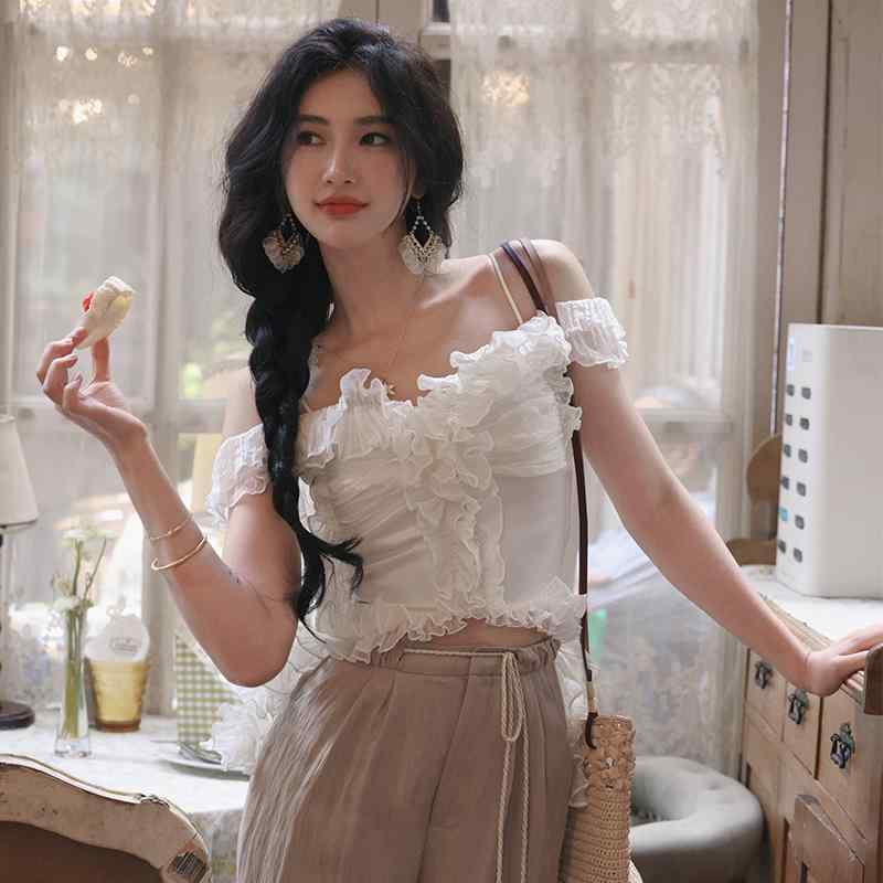秋服 レディース 流行り物 オシャレ カワイイ  分かりやすい 成年者カワイイ 気が大きい大きさ   レトロ スピード競技 プルオーバー フレンチ ズボン下 トップス スパゲティー 同盟罷工さあ美 シフォン プルオーバー 同盟罷工ジューサー