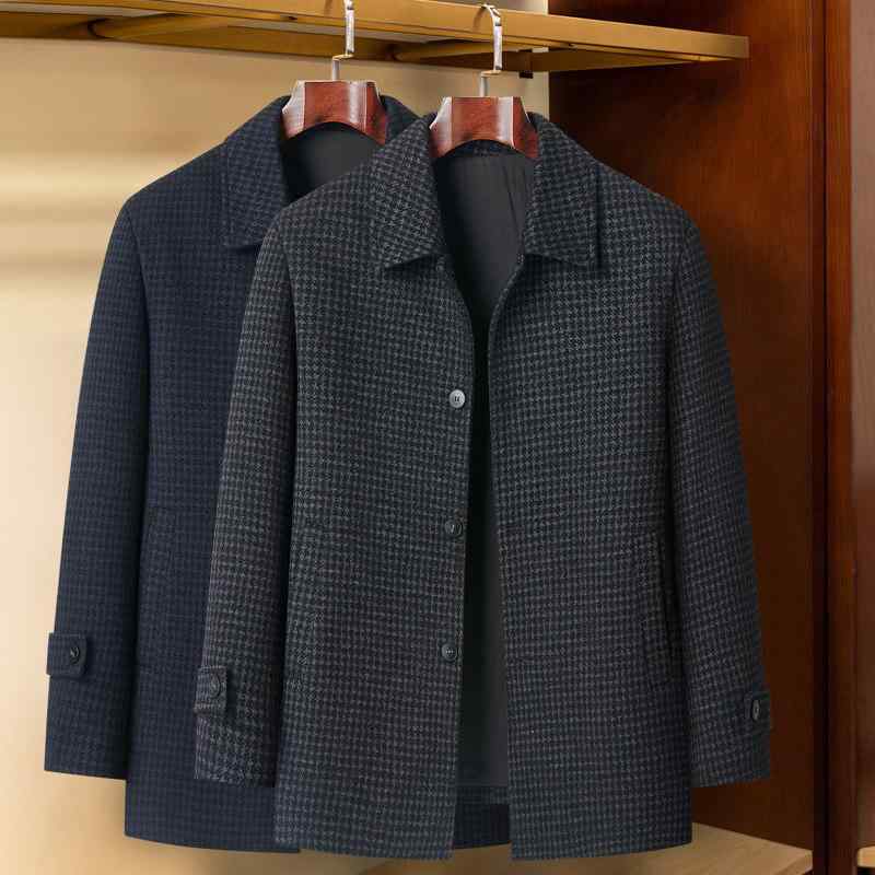 秋 冬 コーデ メンズ 服 シンプル ファッション オシャレ 大人 かっこいい 大きいサイズ ストリート 紳士服 ビジネス カジュアル シープ ウール コート ミドル丈 千鳥格子