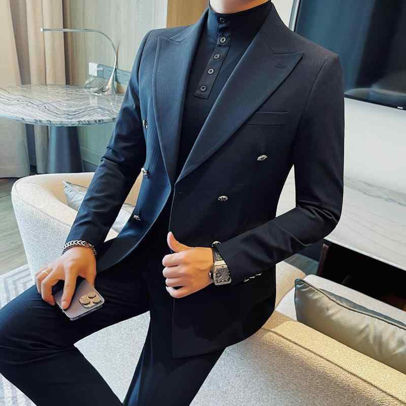 春 コーデ メンズ 用 服 シンプル ファッション オシャレ 大人 かっこいい 大きいサイズ ストリート 紳士服 ダブルブレスト スーツ ビジネス カジュアル スリム ジャケット|リコット