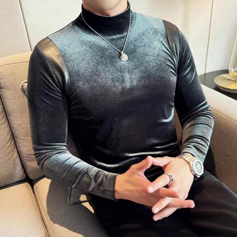 春 コーデ メンズ  服 分かりやすい 流行り物 オシャレ 成年者 かっこいい 気が大きい大きさ 表どおり 成人男性服 エコ なめし革 ゴールド プルオーバー 長袖 T 朦々たる ミッド 色合い か細い填まる