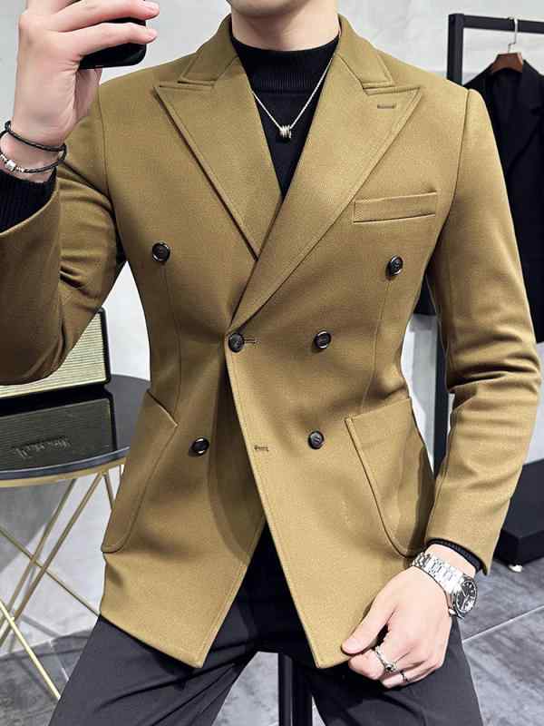 春 コーデ メンズ  服 分かりやすい 流行り物 オシャレ 成年者 かっこいい 気が大きい大きさ 表どおり 成人男性服  ダブル乳ぶさ 羊毛 背広 上衣 ハイエンド 朦々たる 単品 乳ぶさ 商行為 心地よい