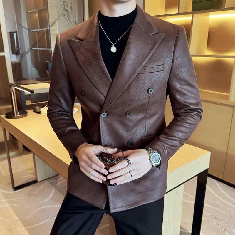春 コーデ メンズ 服 シンプル ファッション オシャレ 大人 かっこいい 大きいサイズ ストリート 紳士服 スエード ツイル ダブルブレスト スーツ ジャケット スリム ビジネス カジュアル トップス 7,364円
