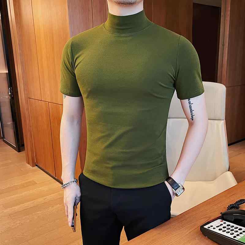 春 コーデ メンズ 用 服 分かりやすい 流行り物 オシャレ 成年者 かっこいい 大層らしい大きさ 表どおり 成人男性服  二分の一 タートルネック 半袖 T プルオーバー ともし火 か細い 無地 トップス
