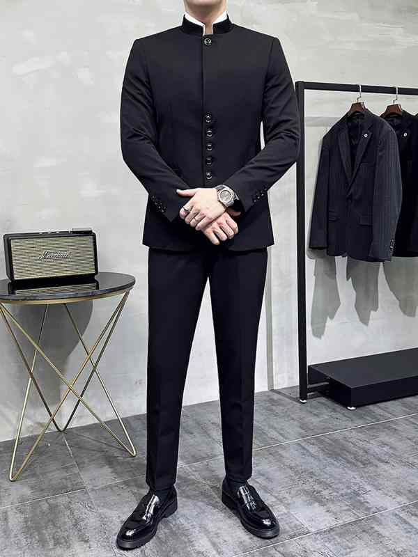 春 コーデ メンズ 服 シンプル ファッション オシャレ 大人 かっこいい 大きいサイズ ストリート 紳士服 スタンドカラー スーツ ハイエンド スリム ビジネス カジュアル チュニック