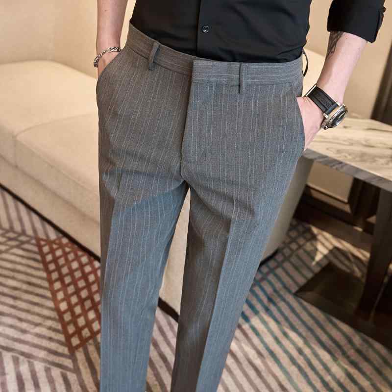 春 コーデ メンズ 服 シンプル ファッション オシャレ 大人 かっこいい 大きいサイズ ストリート 紳士服 ストライプ カジュアル パンツ ハイエンド スリム フィート ビジネス 九分丈 スーツ