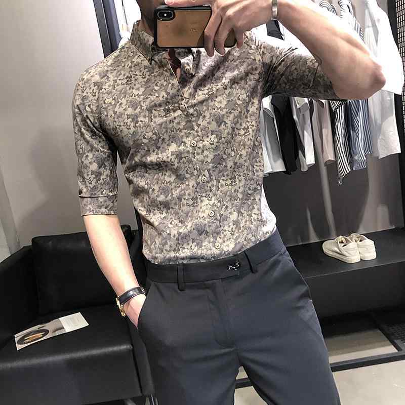 春 コーデ メンズ  服 分かりやすい 流行り物 オシャレ 成年者 かっこいい 気が大きい大きさ 表どおり 成人男性服  花柄 プルオーバー 半袖 か細い 七分袖 心地よい 刷り上げる ミッド 捩り ハイエンド