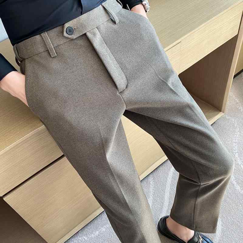春 コーデ メンズ 服 シンプル ファッション オシャレ 大人 かっこいい 大きいサイズ ストリート 紳士服 伸縮性 ストレッチ ストレッチ ウエスト ドロップ フィール スーツ パンツ ウール 厚手 カジュアル