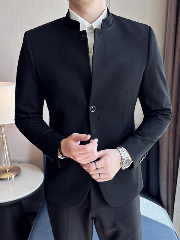 春 コーデ メンズ 服 シンプル ファッション オシャレ 大人 かっこいい 大きいサイズ ストリート 紳士服 スタンドカラー スーツ ジャケット ハイエンド スリム チュニック ビジネス カジュアル 単品|リコット