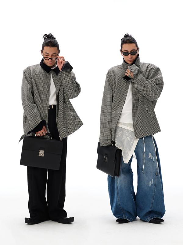 春 コーデ メンズ 服 シンプル ファッション オシャレ 大人 かっこいい 大きいサイズ ストリート 紳士服 白 チェック柄 通勤ウェア レトロ ジャケット