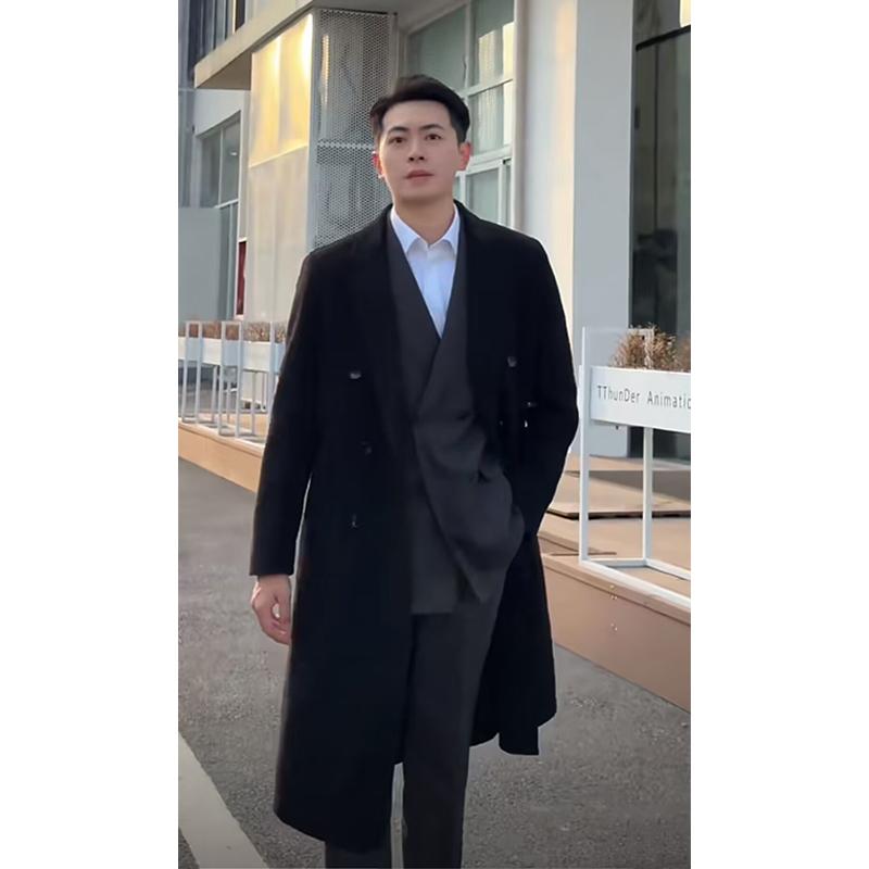 春 コーデ メンズ  服 分かりやすい 流行り物 オシャレ 成年者 かっこいい 気が大きい大きさ 表どおり 成人男性服  韓国表現スタイル 羊毛 厚地の外套 真っただ中丈 アウター ハイエンド